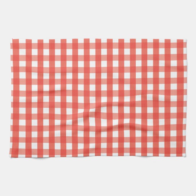 Red Gingham Check Mönster Kökshandduk (Horisontell)