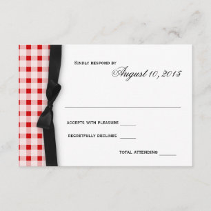 Red Gingham Check Mönster med Ribbon Response OSA Kort