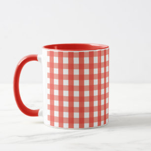 Red Gingham Check Mönster Mugg