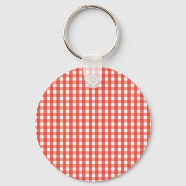 Red Gingham Check Mönster Nyckelring (Framsida)