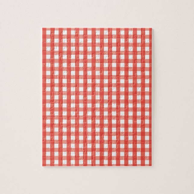 Red Gingham Check Mönster Pussel (Vertikal)