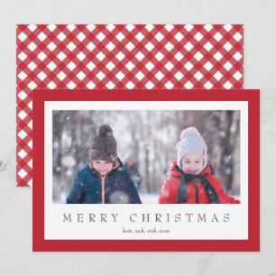 Red Gingham Check Pput Photo Card för jul Julkort