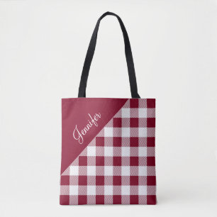 Red Gingham Checked Mönster Mönster Tygkasse