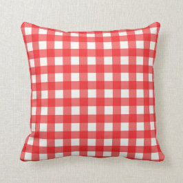 Red Gingham Checkered Mönster Kudde