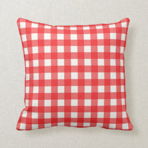 Red Gingham Checkered Mönster Kudde