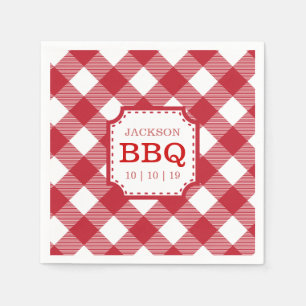 Red Gingham Checkered Mönster Pappersservett