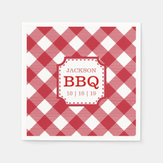 Red Gingham Checkered Mönster Pappersservett