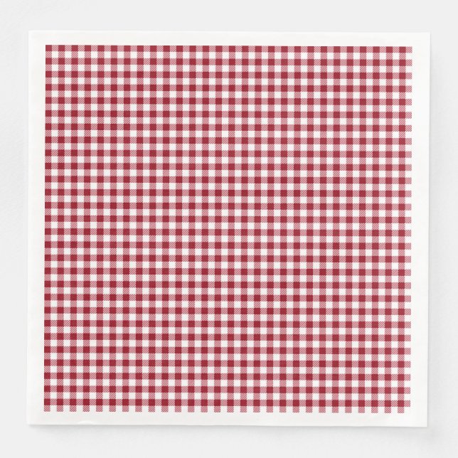Red Gingham Checkered Play Mönster Pappersservett (Framsida)