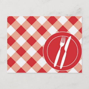 Red Gingham & Cutlery Vykort