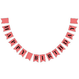 Red Gingham GRATTIS PÅ FÖDELSEDAGEN Banner Vimplar