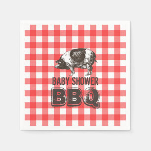 Red Gingham Gris Roast Baby Shower BBQ Pappersservett