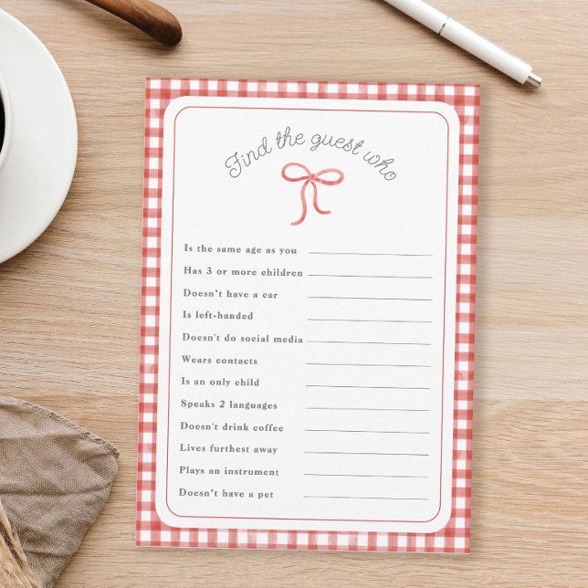 Red gingham Hitta Gäst som duschspel Inbjudningar (Skapare uppladdad)