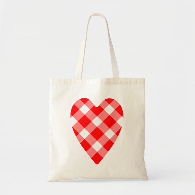 Red gingham hjärta tygkasse (Framsidan)