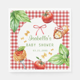 Red Gingham Holy Cannoli Baby Shower Paper Napkin Pappersservett