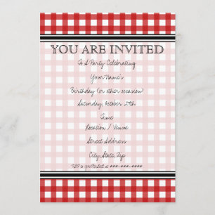 Red Gingham-inbjudan Inbjudningar
