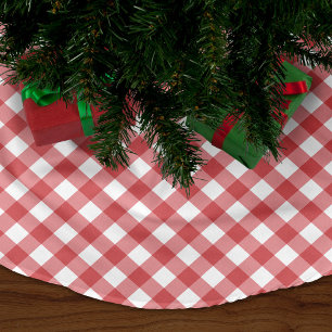 Red Gingham Julgransmatta Borstad Polyester