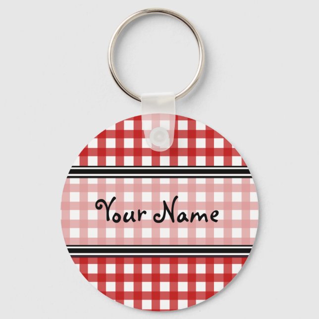 Red Gingham Keychain Nyckelring (Framsida)