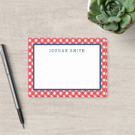 Red Gingham med Blue Gräns Post-it Block