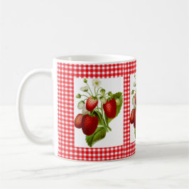 Red Gingham med Mönster-kaffe Mugg, jordgubbe och Kaffemugg
