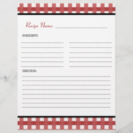 Red Gingham Modern Vintage Recipe Binder Infoga