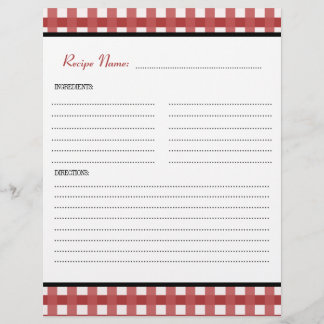 Red Gingham Modern Vintage Recipe Binder Infoga
