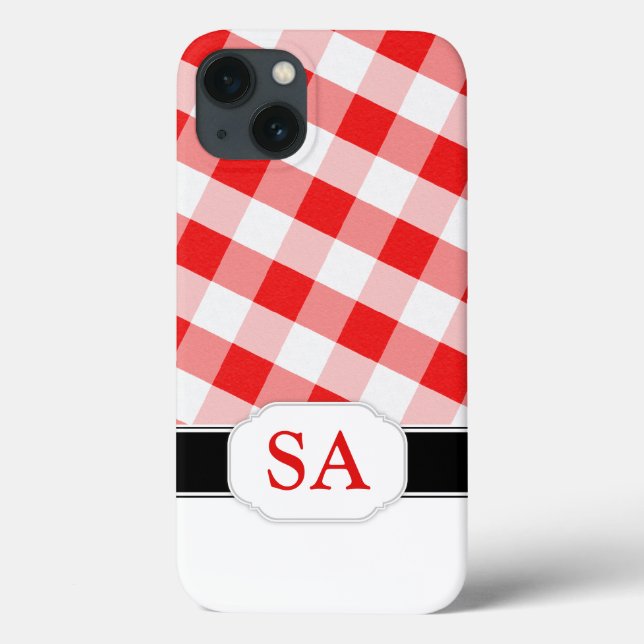 Red Gingham Monogram Fodral-Mate iPad 2/3/4 Fodral (Baksida)
