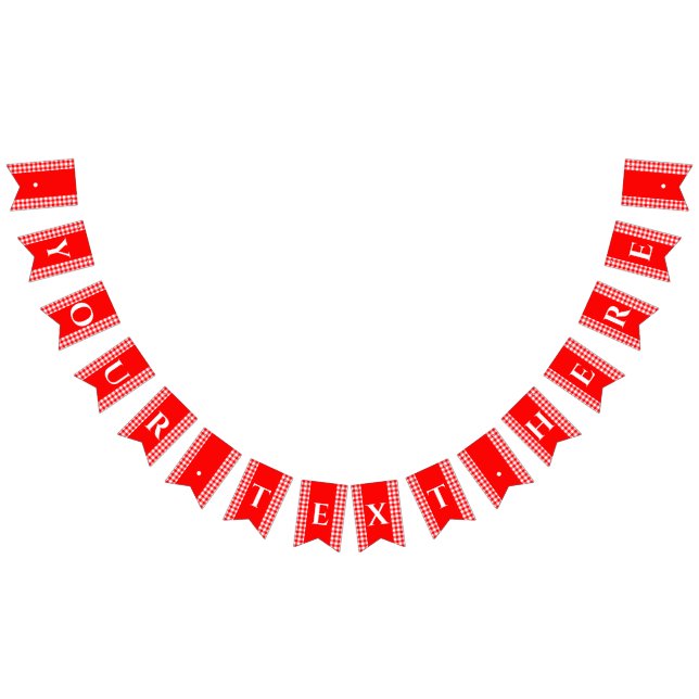 Red Gingham Monogram Picnic Bunting Banner Vimplar (Alla)