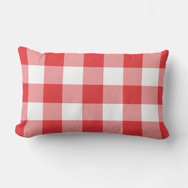 Red Gingham Mönster Checkered Lumbarkudde (Framsida)