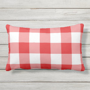 Red Gingham Mönster Checkered Lumbarkudde