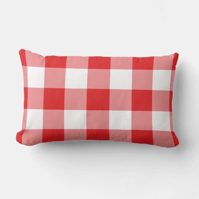 Red Gingham Mönster Lumbarkudde (Framsida)