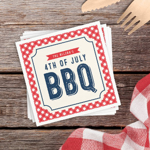 Red Gingham och Blue 4:e juli BBQ Pappersservett