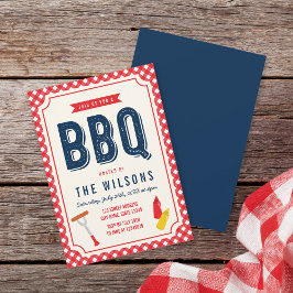 Red Gingham och Blue Summer BBQ Inbjudningar