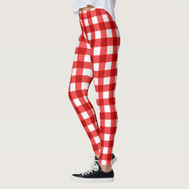 Red Gingham och Checkated Mönster Leggings