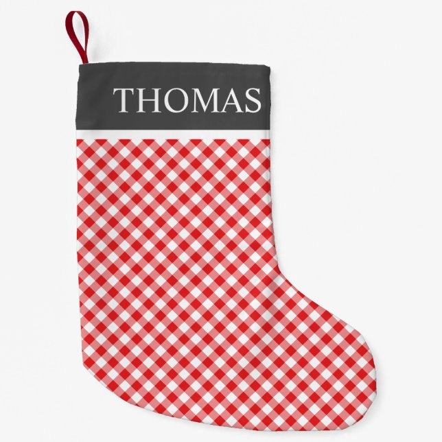 Red Gingham Offblack Collar-eget namn Liten Julstrumpa (Framsidan)