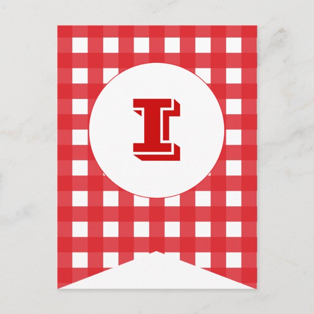 Red Gingham Party Flagga Bunting Banner-vykort Vykort (Framsida)