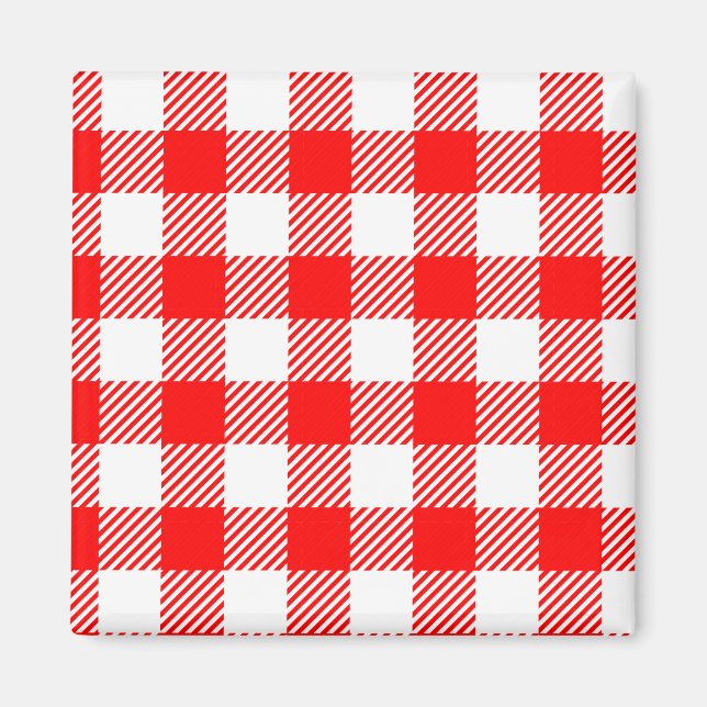 Red gingham picnic tabellecloth print magnet (Framsidan)