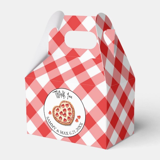 Red Gingham Pizza Party Favor Box Presentaskar (Framsidan Sidan)