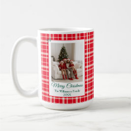 Red Gingham Play God jul Photo Kaffemugg