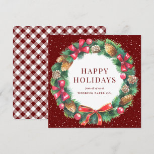 Red Gingham Play Holly Berries WandeSedan Business Julkort