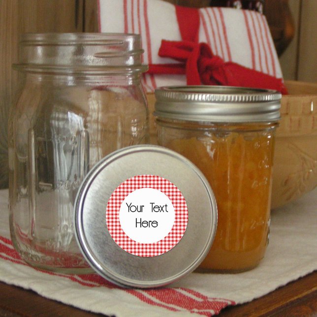 Red Gingham Sticker Runt Klistermärke (Skapare uppladdad)