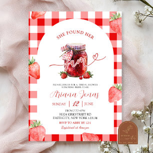 Red Gingham Strawberry Summer Sylt Möhippa Inbjudningar