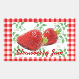 Red gingham Strawberry sylt etikett