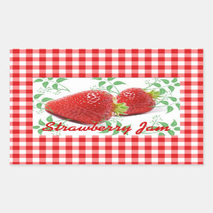 Red gingham Strawberry sylt etikett