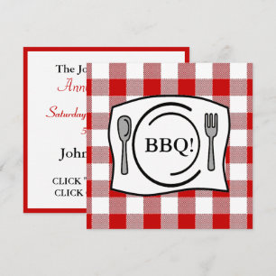 Red Gingham Tablecloth BBQ Inbjudningar