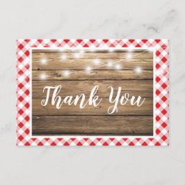 Red Gingham Tack Rustic Wood Event Shower Kort
