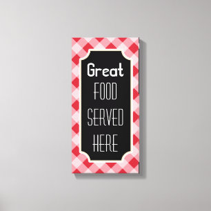 Red Gingham Underbar Food Sign Canvas