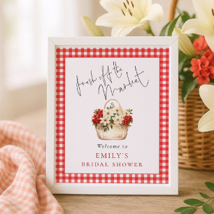 Red Gingham Välkommen Möhippa Poster