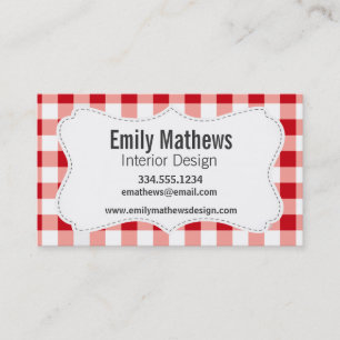 Red Gingham Visitkort