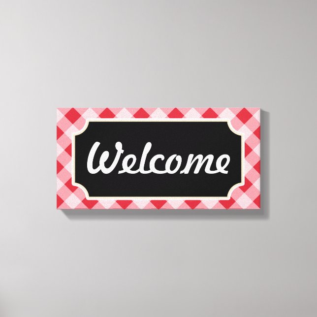 Red Gingham Welcome Sign Canvas (Framsida)