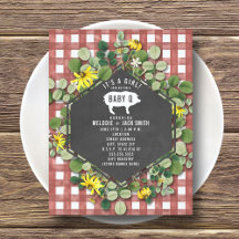 Red Gingham Wildblomma Baby Q Baby Shower